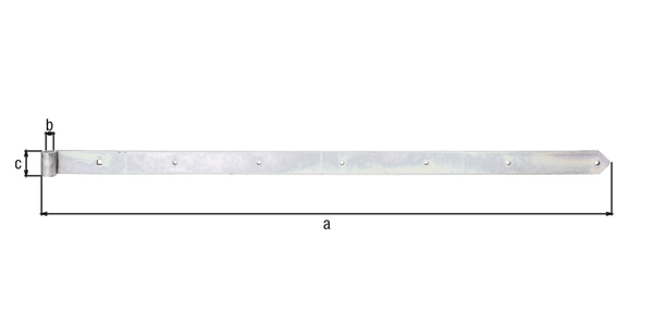 Bandella modello diritto, estremità arrotondata, Materiale: acciaio grezzo, superficie: galvanizzata, passivata a strato spesso, lunghezza: 1382 mm, Ø rulli: 20 mm, larghezza: 60 mm, Spessore del materiale: 8,00 mm, Numero di fori: 5 / 1 / 1, Foro: Ø9 / Ø11 / 11 x 11 mm