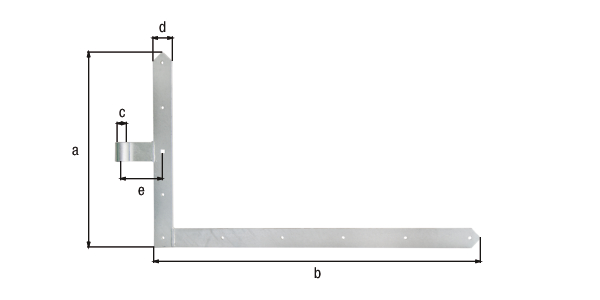 Gate middle hinge, straight, pointed end, for garage doors, Material: raw steel, Surface: hot-dip galvanised, Height: 600 mm, Length: 1000 mm, Roller dia.: 20 mm, Width: 60 mm, Distance centre of belt - centre of roller: 120 mm, Item description: Bottom, Material thickness: 8.00 mm, No. of holes: 9 / 1, Hole: Ø10 / 12 x 12 mm