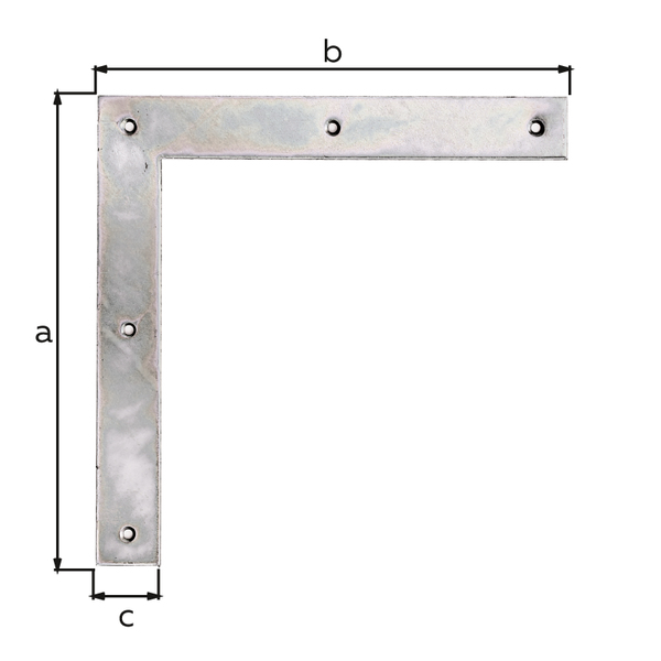 Tor-Winkel, mit versenkten Schraublöchern, Material: Stahl roh, Oberfläche: galvanisch verzinkt, Dickschichtschutz, Höhe: 300 mm, Länge: 300 mm, Breite: 40 mm, Materialstärke: 3,00 mm, Anzahl Löcher: 5, Loch: Ø5 mm