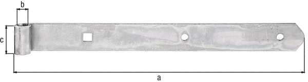 Ladenband, gerade, Abschluss abgerundet, Material: Stahl roh, Oberfläche: galvanisch verzinkt, Dickschichtschutz, Länge: 300 mm, Rollen-Ø: 10 mm, Breite: 30 mm, Materialstärke: 3,00 mm, Anzahl Löcher: 2 / 1, Loch: Ø7 / 9 x 9 mm