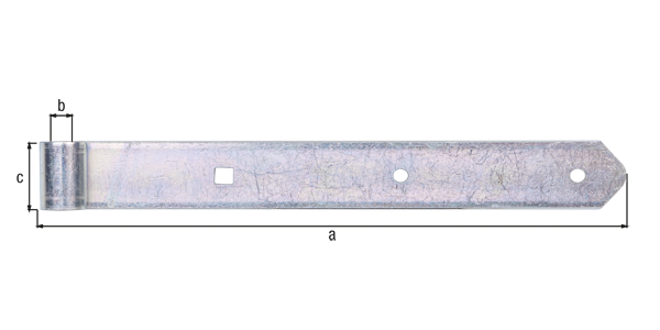 Bandella, modello diritto, estremità arrotondata, Materiale: acciaio grezzo, superficie: galvanizzata, passivata a strato spesso, lunghezza: 300 mm, Ø rulli: 13 mm, larghezza: 40 mm, Spessore del materiale: 5,00 mm, Numero di fori: 2 / 1, Foro: Ø7 / 9 x 9 mm