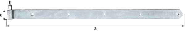 Ladenband, gerade, Abschluss abgerundet, Material: Stahl roh, Oberfläche: galvanisch verzinkt, Dickschichtschutz, Länge: 800 mm, Rollen-Ø: 16 mm, Breite: 45 mm, Materialstärke: 5,00 mm, Anzahl Löcher: 4 / 1, Loch: Ø9 / 11 x 11 mm