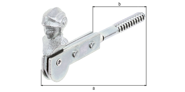 Blokada do okiennic z elementem ozdobnym, bez ogranicznika, materiał: stal surowa, powierzchnia: ocynkowana galwanicznie, pasywowana grubowarstwowo, do wkręcania, 129 mm, 77 mm, Średnica gwintu do drewna: 9 x 60 mm