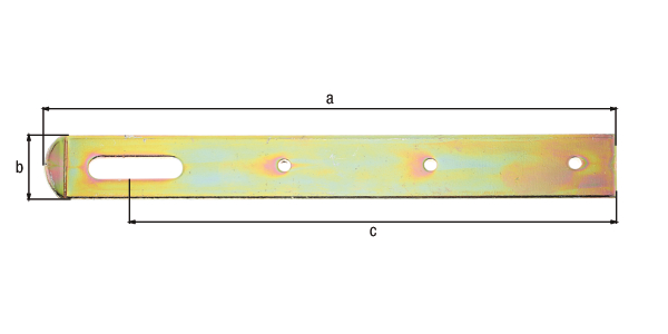 Überfalle ohne Haken, Material: Stahl roh, Oberfläche: galvanisch verzinkt, Dickschichtschutz, Länge Überfalle: 250 mm, Breite: 30 mm, Abstand Mitte Langloch - Ende Überfalle: 112 mm, Materialstärke: 3,00 mm, Anzahl Löcher: 1 / 3, Loch: 10 x 40 / Ø5,5 mm