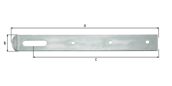 Überfalle ohne Haken, Material: Stahl roh, Oberfläche: galvanisch verzinkt, Dickschichtschutz, Länge Überfalle: 250 mm, Breite: 30 mm, Abstand Mitte Langloch - Ende Überfalle: 112 mm, Materialstärke: 3,00 mm, Anzahl Löcher: 1 / 3, Loch: 10 x 40 / Ø5,5 mm