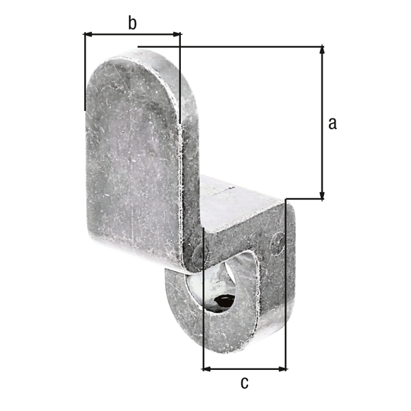 Stop for window shutter stoppers, Material: raw steel, Surface: blue galvanised, Height: 29 mm, Width: 20 mm, Depth: 29 mm, No. of holes: 1, Hole: Ø10 mm