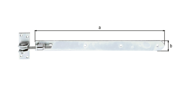 Bandella modello diritto, estremità arrotondata, regolabile, Materiale: acciaio grezzo, superficie: galvanizzata, passivata a strato spesso, lunghezza: 463 mm, larghezza: 40 mm, regolabile di: 30 mm, Spessore del materiale: 5,00 mm, Filettatura: M12, Numero di fori: 3 / 1 / 4, Foro: Ø7 / 9 x 9 / Ø6 mm