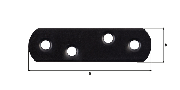 Flachverbinder mit abgerundeten Enden, mit versenkten Schraublöchern, Material: Stahl roh, Oberfläche: verzinkt, schwarz kunststoffbeschichtet, Breite: 16 mm, Länge: 57 mm, Materialstärke: 1,50 mm, Anzahl Löcher: 4, Loch: Ø4 mm, 15 Jahre Garantie gegen Durchrosten, CutCase