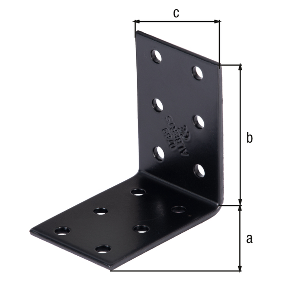 Perforated angle plate, Material: raw steel, Surface: galvanised, black powder-coated, with CE marking in accordance with ETA-08/0165, Depth: 60 mm, Height: 60 mm, Width: 40 mm, Material thickness: 2.50 mm, No. of holes: 12, Hole: Ø5 mm, 15-year warranty against rusting through, CutCase