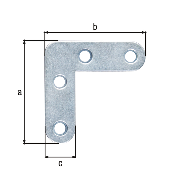 Escuadra para mueble con extremidades redondas, con agujeros para atornillar avellanados, Material: Acero crudo, Superficie: galvanizado, Altura: 40 mm, Longitud: 40 mm, Anchura: 12 mm, CutCase