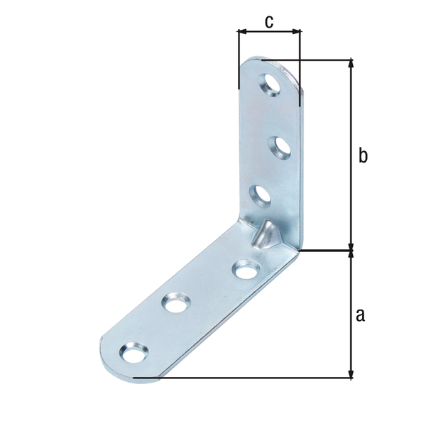 Escuadra de silla reforzada con extremidades redondas, con agujeros para atornillar avellanados, Material: Acero crudo, Superficie: galvanizado, Anchura: 60 mm, Altura: 60 mm, Profundidad: 19 mm, Espesura del material: 2,00 mm, Número de agujeros: 6, Perforación: Ø5,2 mm, CutCase