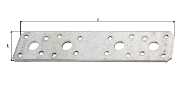 Flat connector, Material: raw steel, Surface: sendzimir galvanised, with CE marking in accordance with DIN EN 14545, Length: 180 mm, Width: 40 mm, Approval: Europ.Techn.Zul. EN14545:2008, Material thickness: 3.00 mm, No. of holes: 4 / 16, Hole: Ø11 / Ø5 mm, CutCase