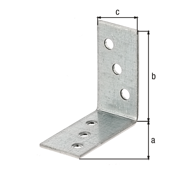 Angle bracket, Material: raw steel, Surface: sendzimir galvanised, Depth: 40 mm, Height: 40 mm, Width: 20 mm, Material thickness: 2.00 mm, No. of holes: 6, Hole: Ø5 mm, CutCase