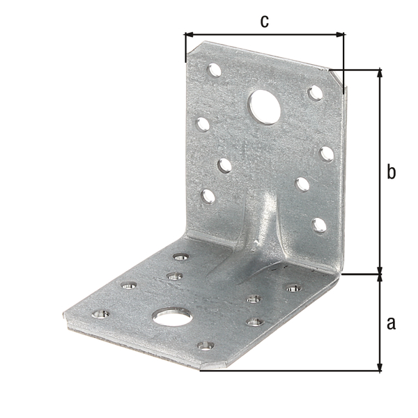 Heavy-duty angle bracket, reinforced, Material: raw steel, Surface: sendzimir galvanised, with CE marking in accordance with ETA-08/0165, Depth: 70 mm, Height: 70 mm, Width: 55 mm, Material thickness: 2.50 mm, No. of holes: 2 / 16, Hole: Ø11 / Ø5 mm, CutCase