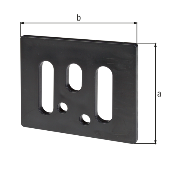 Rondelle carrée, Matériau: Plastique, Profondeur: 53 mm, Largeur: 65 mm, Épaisseur: 5,00 mm, Nombre de trous: 1 / 2 / 2, Trou: 8,5 x 15 / 8,5 x 30 / Ø5,5 mm, CutCase