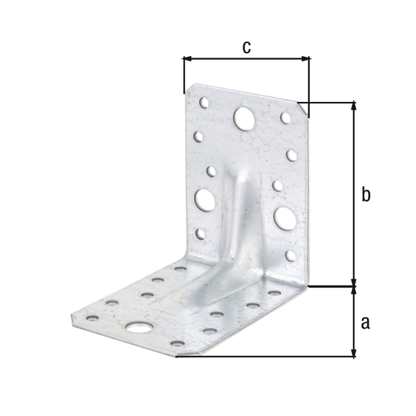 Heavy-duty angle bracket, reinforced, Material: raw steel, Surface: sendzimir galvanised, with CE marking in accordance with ETA-08/0165, Depth: 90 mm, Height: 90 mm, Width: 65 mm, Material thickness: 2.50 mm, No. of holes: 4 / 18, Hole: Ø11 / Ø5 mm, CutCase