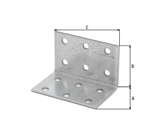 Lochplattenwinkel, Material: Stahl roh, Oberfläche: sendzimirverzinkt, mit CE-Kennzeichnung nach ETA-08/0165, Tiefe: 40 mm, Höhe: 40 mm, Breite: 60 mm, Materialstärke: 2,00 mm, Anzahl Löcher: 12, Loch: Ø5 mm, CutCase