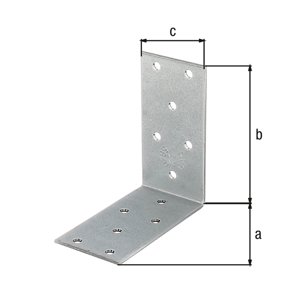 Escuadra de ensamblaje, Material: Acero crudo, Superficie: acero galvanizado Sendzimir, con distintivo CE conforme a ETA-08/0165, Profundidad: 80 mm, Altura: 80 mm, Anchura: 40 mm, Espesura del material: 2,00 mm, Número de agujeros: 12, Perforación: Ø5 mm, CutCase