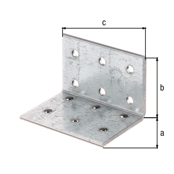 Perforated angle plate, Material: raw steel, Surface: sendzimir galvanised, with CE marking in accordance with ETA-08/0165, Depth: 40 mm, Height: 40 mm, Width: 60 mm, Approval: Europ.techn.app. ETA-08/0165, Material thickness: 2.50 mm, No. of holes: 12, Hole: Ø5 mm, CutCase