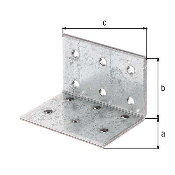 Squadretta di giunzione angolare multiforo, Materiale: acciaio grezzo, superficie: zincata sendzimir, con marcatura CE ai sensi della ETA-08/0165, Profondità: 40 mm, altezza: 40 mm, larghezza: 60 mm, Spessore del materiale: 2,50 mm, Numero di fori: 12, Foro: Ø5 mm, CutCase