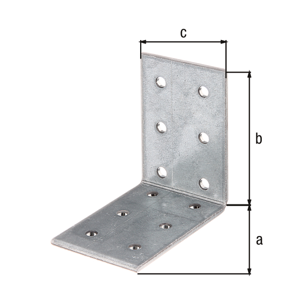 Escuadra estrecha perforada, Material: Acero crudo, Superficie: acero galvanizado Sendzimir, con distintivo CE conforme a ETA-08/0165, Profundidad: 60 mm, Altura: 60 mm, Anchura: 40 mm, Espesura del material: 2,50 mm, Número de agujeros: 12, Perforación: Ø5 mm, CutCase