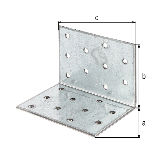 Lochplattenwinkel, Material: Stahl roh, Oberfläche: sendzimirverzinkt, mit CE-Kennzeichnung nach ETA-08/0165, Tiefe: 60 mm, Höhe: 60 mm, Breite: 80 mm, Materialstärke: 2,50 mm, Anzahl Löcher: 20, Loch: Ø5 mm, CutCase