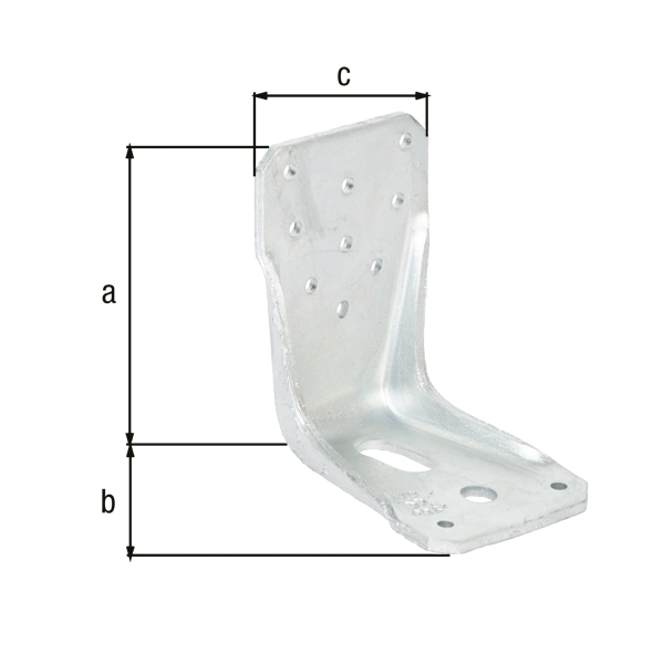 KR-Winkelverbinder, Material: Stahl roh, Oberfläche: feuerverzinkt, mit CE-Kennzeichnung nach ETA-08/0165, Höhe: 95 mm, Tiefe: 85 mm, Breite: 65 mm, Materialstärke: 4,00 mm, Anzahl Löcher: 1 / 1 / 11, Loch: 13 x 28 / Ø11 / Ø5 mm, ausgelegt für Standardquerschnitte aus Konstruktionsvollholz (KVH) und Brettschichtholz (BS-Holz), CutCase