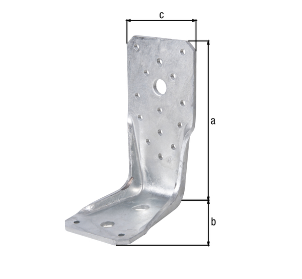 Angle bracket KR, Material: raw steel, Surface: hot-dip galvanised, with CE marking in accordance with ETA-08/0165, Height: 135 mm, Depth: 85 mm, Width: 65 mm, Approval: Europ.techn.app. ETA-08/0165, Material thickness: 4.00 mm, No. of holes: 1 / 1 / 18, Hole: Ø11 / Ø13 / Ø5 mm, CutCase