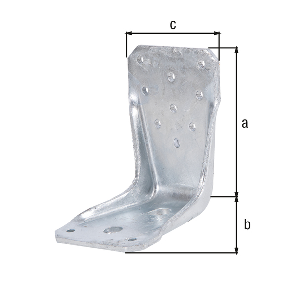 KR-Winkelverbinder, Material: Stahl roh, Oberfläche: feuerverzinkt, mit CE-Kennzeichnung nach ETA-08/0165, Höhe: 95 mm, Tiefe: 85 mm, Breite: 65 mm, Materialstärke: 4,00 mm, Anzahl Löcher: 1 / 1 / 11, Loch: Ø11 / Ø13 / Ø5 mm, CutCase