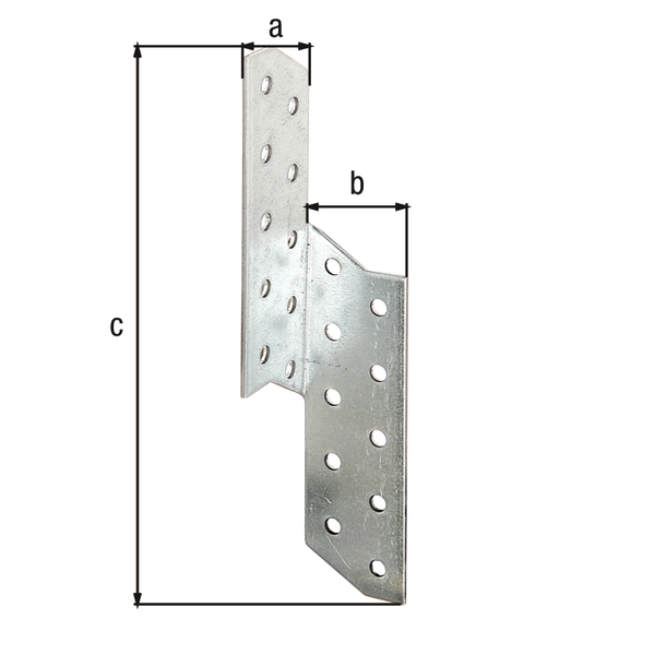 Escuadra asimétrica, Material: Acero crudo, Superficie: acero galvanizado Sendzimir, derecha, con distintivo CE conforme a ETA-08/0170, Anchura: 32 mm, Profundidad: 32 mm, Altura: 170 mm, Espesura del material: 2,00 mm, Número de agujeros: 20, Perforación: Ø5 mm, CutCase