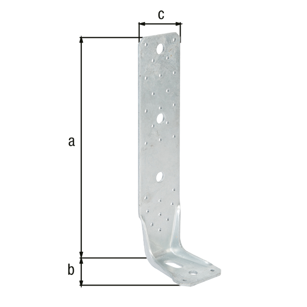 KR-Winkelverbinder, Material: Stahl roh, Oberfläche: feuerverzinkt, mit CE-Kennzeichnung nach ETA-08/0165, Höhe: 285 mm, Tiefe: 85 mm, Breite: 65 mm, Materialstärke: 4,00 mm, Anzahl Löcher: 1 / 1 / 28 / 3, Loch: 13 x 28 / Ø11 / Ø5 / Ø13 mm, ausgelegt für Standardquerschnitte aus Konstruktionsvollholz (KVH) und Brettschichtholz (BS-Holz), CutCase