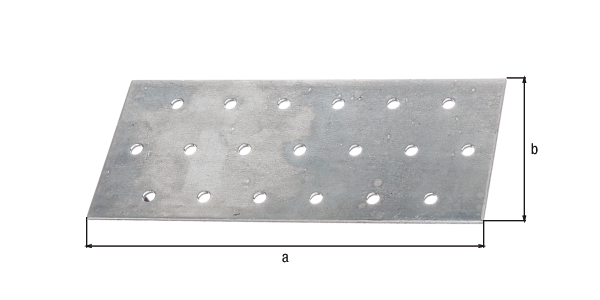 Perforated plate, Material: raw steel, Surface: sendzimir galvanised, with CE marking in accordance with DIN EN 14545, Length: 140 mm, Width: 60 mm, Approval: Europ.Techn.Zul. EN14545:2008, Material thickness: 2.00 mm, No. of holes: 19, Hole: Ø5 mm, CutCase