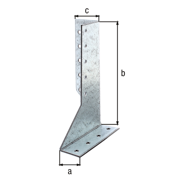 Balkenschuh, Typ A, Material: Stahl roh, Oberfläche: sendzimirverzinkt, links, lichte Breite: 25 mm, Höhe: 140 mm, Gesamtbreite: 40 mm, Ausführung: zweiteilig, Materialstärke: 2,00 mm, Anzahl Löcher: 20, Loch: Ø5 mm, CutCase