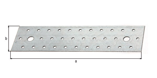 Perforated plate, Material: raw steel, Surface: sendzimir galvanised, with CE marking in accordance with DIN EN 14545, Length: 240 mm, Width: 60 mm, Approval: Europ.Techn.Zul. EN14545:2008, Material thickness: 2.00 mm, No. of holes: 2 / 32, Hole: Ø11 / Ø5 mm, CutCase