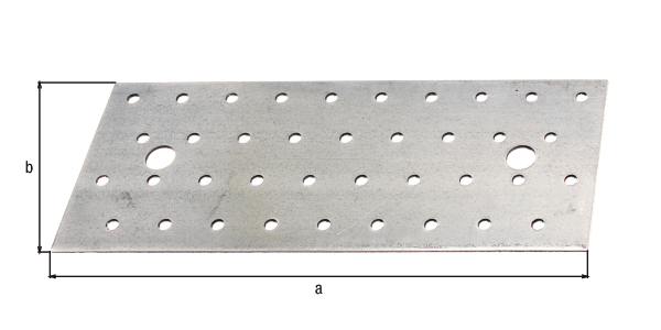 Perforated plate, Material: raw steel, Surface: sendzimir galvanised, with CE marking in accordance with DIN EN 14545, Length: 200 mm, Width: 80 mm, Approval: Europ.Techn.Zul. EN14545:2008, Material thickness: 2.00 mm, No. of holes: 2 / 38, Hole: Ø11 / Ø5 mm, CutCase