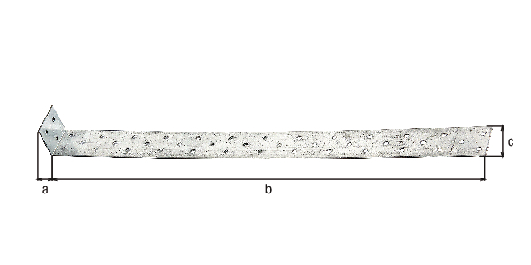 Flachstahl-Betonanker, Material: Stahl roh, Oberfläche: sendzimirverzinkt, zum Einbetonieren, mit CE-Kennzeichnung nach ETA-08/0165, Tiefe: 500 mm, Höhe: 40 mm, Breite: 40 mm, Zulassung: Europ.Techn.Zul. ETA-08/0165, Materialstärke: 2,00 mm, Anzahl Löcher: 41, Loch: Ø5 mm