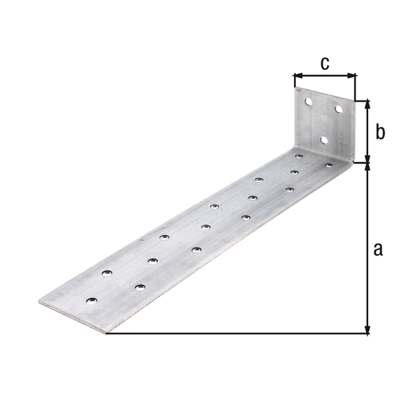Flat steel anchor, Material: raw steel, Surface: sendzimir galvanised, for setting in concrete, with CE marking in accordance with ETA-08/0165, Depth: 205 mm, Height: 40 mm, Width: 40 mm, Material thickness: 2.00 mm, No. of holes: 18, Hole: Ø5 mm, CutCase