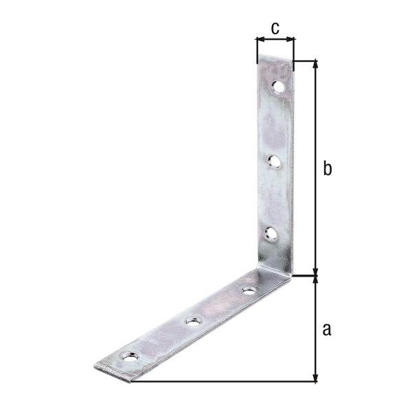 Squadretta di giunzione ad angolo, con fori su entrambi i lati per viti incassate, Materiale: acciaio grezzo, superficie: zincata sendzimir, Profondità: 125 mm, altezza: 125 mm, larghezza: 22 mm, Spessore del materiale: 2,00 mm, Numero di fori: 6, Foro: Ø6 mm, CutCase