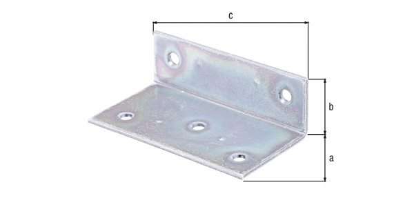 Escuadra de ensamblaje ancha lados desiguales, con agujeros para atornillar avellanados, Material: Acero crudo, Superficie: acero galvanizado Sendzimir, Profundidad: 40 mm, Altura: 25 mm, Anchura: 75 mm, Espesura del material: 2,00 mm, Número de agujeros: 5, Perforación: Ø4,8 mm, CutCase