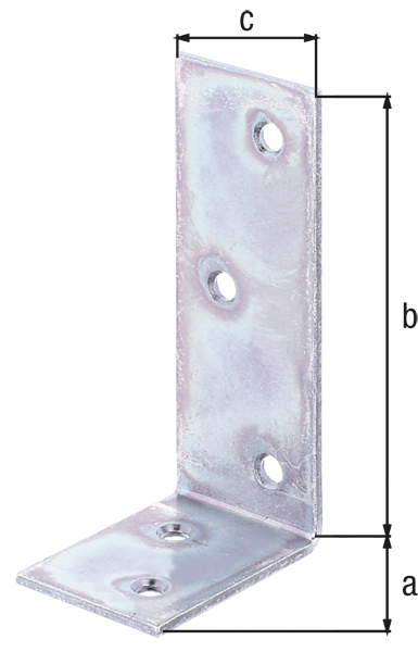 Joist hanger angle bracket, unequal sided, with countersunk screw holes, Material: raw steel, Surface: galvanised, thick-film passivated, Depth: 40 mm, Height: 80 mm, Width: 30 mm, Material thickness: 2.00 mm, No. of holes: 5, Hole: Ø4.5 mm, CutCase