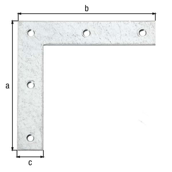 Eckwinkel, mit versenkten Schraublöchern, Material: Stahl roh, Oberfläche: sendzimirverzinkt, Höhe: 160 mm, Länge: 160 mm, Breite: 30 mm, Materialstärke: 3,00 mm, Anzahl Löcher: 5, Loch: Ø6,5 mm