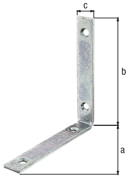 Joist hanger angle bracket, narrow, equal sided, with countersunk screw holes, Material: raw steel, Surface: galvanised, thick-film passivated, Depth: 120 mm, Height: 120 mm, Width: 20 mm, Material thickness: 5.00 mm, No. of holes: 4, Hole: Ø6.5 mm