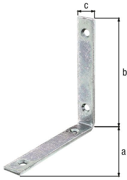 Balkenwinkel, schmal, gleichschenklig, mit versenkten Schraublöchern, Material: Stahl roh, Oberfläche: galvanisch verzinkt, Dickschichtschutz, Tiefe: 120 mm, Höhe: 120 mm, Breite: 20 mm, Materialstärke: 5,00 mm, Anzahl Löcher: 4, Loch: Ø6,5 mm, CutCase