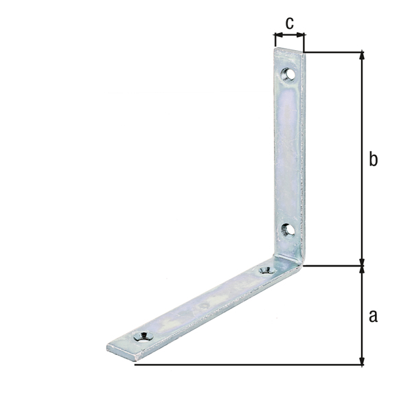 Joist hanger angle bracket, narrow, equal sided, with countersunk screw holes, Material: raw steel, Surface: galvanised, thick-film passivated, Depth: 140 mm, Height: 140 mm, Width: 20 mm, Material thickness: 5.00 mm, No. of holes: 4, Hole: Ø6.5 mm