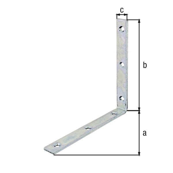 Joist hanger angle bracket, narrow, equal sided, with countersunk screw holes, Material: raw steel, Surface: galvanised, thick-film passivated, Depth: 160 mm, Height: 160 mm, Width: 20 mm, Material thickness: 5.00 mm, No. of holes: 6, Hole: Ø6.5 mm