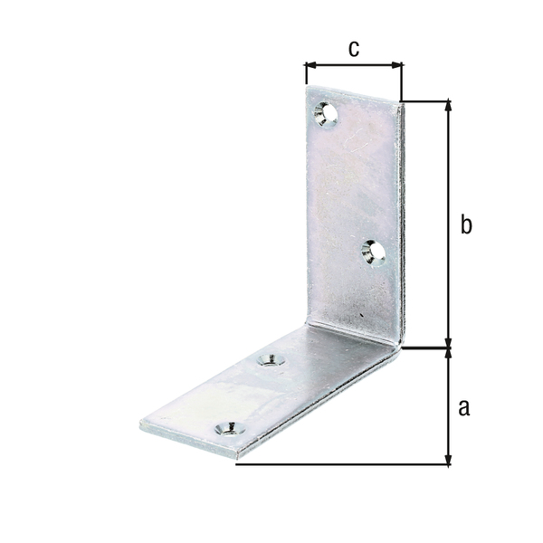 Angolare per arcarecci, modello con lati uguali, con fori per viti incassate, Materiale: acciaio grezzo, superficie: galvanizzata, passivata a strato spesso, Profondità: 100 mm, altezza: 100 mm, larghezza: 40 mm, Spessore del materiale: 4,00 mm, Numero di fori: 4, Foro: Ø6 mm, CutCase