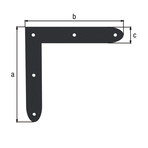 Équerre d'angle Ovado, Matériau: Acier, Finition: zinguée, plastifiée gris graphite, Hauteur: 120 mm, Longueur: 120 mm, Largeur: 20 mm, Épaisseur: 1,50 mm, Nombre de trous: 5, Trou: Ø4 mm