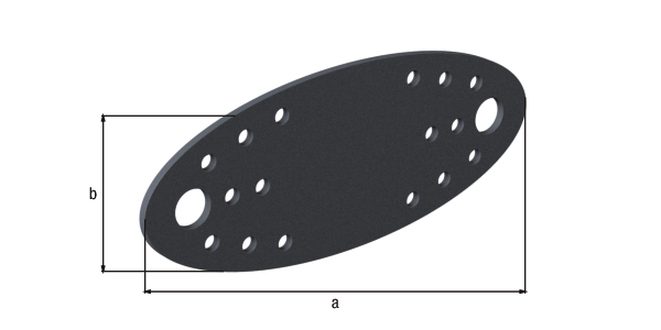 Ovado Flat connector, Material: steel, Surface: galvanised, graphite grey powder-coated, Length: 135 mm, Width: 55 mm, Material thickness: 2.50 mm, No. of holes: 2 / 16, Hole: Ø11 / Ø4.5 mm, CutCase