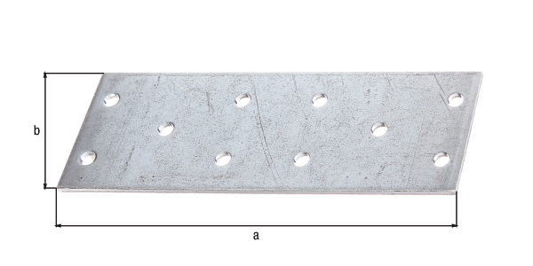 Perforated plate, Material: raw steel, Surface: sendzimir galvanised, with CE marking in accordance with DIN EN 14545, Length: 300 mm, Width: 120 mm, Approval: Europ.Techn.Zul. EN14545:2008, Material thickness: 2.00 mm, No. of holes: 87, Hole: Ø5 mm