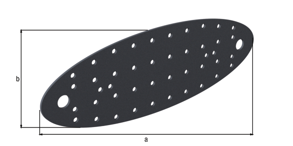 Pletina perforada Ovado, Material: Acero, Superficie: galvanizado, con recubrimiento de plástico gris grafito, Longitud: 240 mm, Anchura: 80 mm, Espesura del material: 2,00 mm, Número de agujeros: 2 / 48, Perforación: Ø11 / Ø5 mm, CutCase